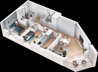 rzut mieszkanie na sprzedaż 65m2 mieszkanie Poznań, Łazarz, ul. Kolejova 1a-d