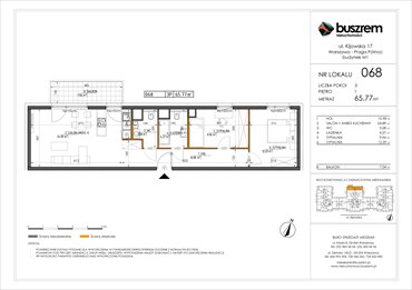 rzut mieszkanie na sprzedaż 66m2 mieszkanie Warszawa, Praga Północ, Kijowska 17