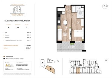 rzut mieszkanie na sprzedaż 38m2 mieszkanie Kraków, Wzgórza Krzesławickie, Gustawa Morcinka