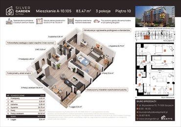 rzut mieszkanie na sprzedaż 83m2 mieszkanie Szczecin, Centrum, al. Wyzwolenia 70 / ul. Staszica 21