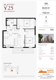rzut mieszkanie na sprzedaż 55m2 mieszkanie Katowice, Mikusińskiego 25