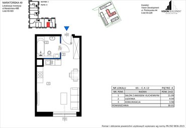 rzut mieszkanie na sprzedaż 30m2 mieszkanie Łódź, Retkinia, Maratońska 49C