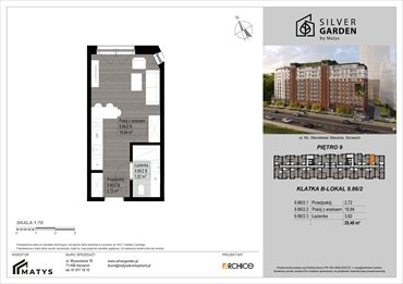 rzut mieszkanie na sprzedaż 25m2 mieszkanie Szczecin, Centrum, al. Wyzwolenia 70 / ul. Staszica 21