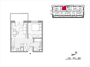 rzut mieszkanie na sprzedaż 33m2 mieszkanie Kraków, Mistrzejowice, Os. Piastów 77