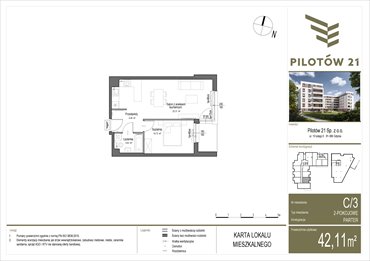 rzut mieszkanie na sprzedaż 42m2 mieszkanie Gdańsk, Zaspa, Pilotów 21