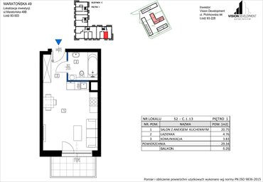 rzut mieszkanie na sprzedaż 29m2 mieszkanie Łódź, Retkinia, Maratońska 49C