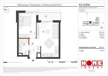 rzut mieszkanie na sprzedaż 40m2 mieszkanie Warszawa, Targówek, ul. Warszawski Świt