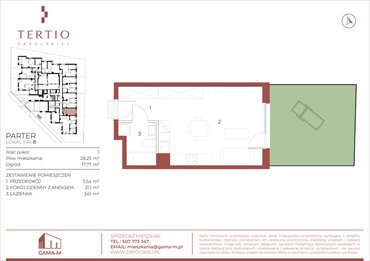 rzut mieszkanie na sprzedaż 28m2 mieszkanie Kraków, Bronowice, Gabrieli Zapolskiej 21