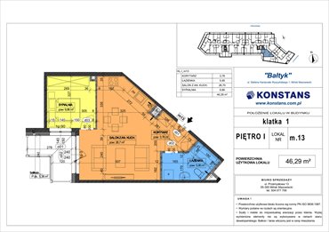 rzut mieszkanie na sprzedaż 46m2 mieszkanie Mińsk Mazowiecki, Wyszyńskiego 1