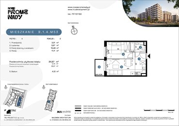 rzut mieszkanie na sprzedaż 35m2 mieszkanie Wrocław, Kleczków, ul. Czochralskiego/ Miłosza