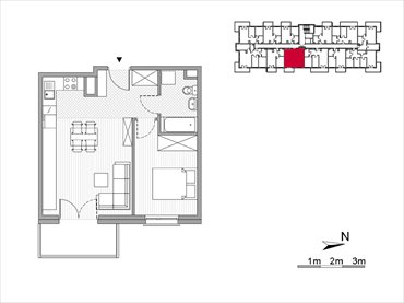 rzut mieszkanie na sprzedaż 42m2 mieszkanie Kraków, Mistrzejowice, Os. Piastów 77