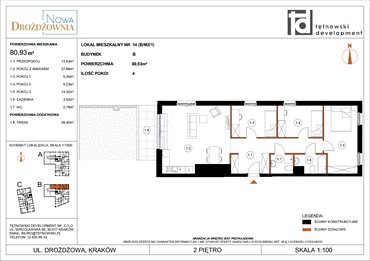 rzut mieszkanie na sprzedaż 81m2 mieszkanie Kraków, Bieżanów, Drożdżowa