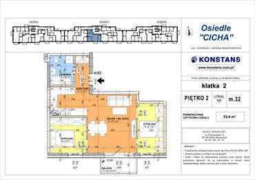 rzut mieszkanie na sprzedaż 53m2 mieszkanie Mińsk Mazowiecki, Cicha 12