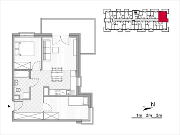 rzut mieszkanie na sprzedaż 52m2 mieszkanie Kraków, Mistrzejowice, Os. Piastów 77