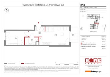 rzut mieszkanie na sprzedaż 49m2 mieszkanie Warszawa, Żerań, ul. Morelowa 13