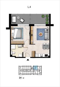 rzut mieszkanie na sprzedaż 46m2 mieszkanie Grzybowo, Nadmorska 98 -106