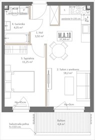 rzut mieszkanie na sprzedaż 37m2 mieszkanie Gdańsk, Osowa, Izydy