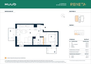 rzut mieszkanie na sprzedaż 34m2 mieszkanie Warszawa, Włochy, Nasienna 11