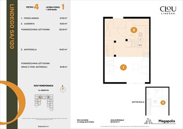 rzut mieszkanie na sprzedaż 27m2 mieszkanie Kraków, Lindego 5a