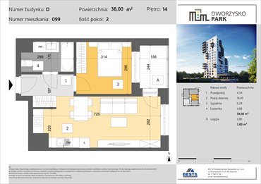 rzut mieszkanie na sprzedaż 38m2 mieszkanie Rzeszów, Przybyszówka, Dworzysko