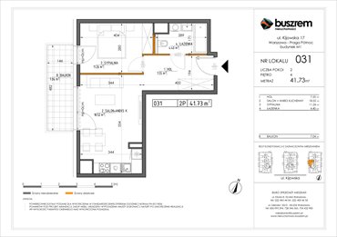 rzut mieszkanie na sprzedaż 42m2 mieszkanie Warszawa, Praga Północ, Kijowska 17