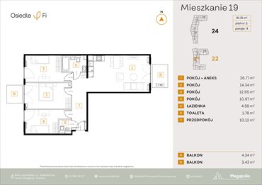 rzut mieszkanie na sprzedaż 81m2 mieszkanie Kraków, Rzemieślnicza 22-24