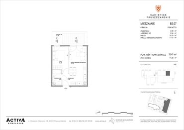 rzut mieszkanie na sprzedaż 33m2 mieszkanie Pruszcz Gdański, ul. Grunwaldzka 71B, 71C