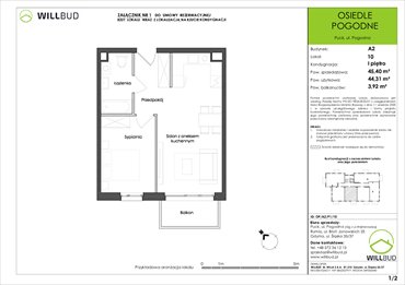 rzut mieszkanie na sprzedaż 44m2 mieszkanie Puck, Pogodna