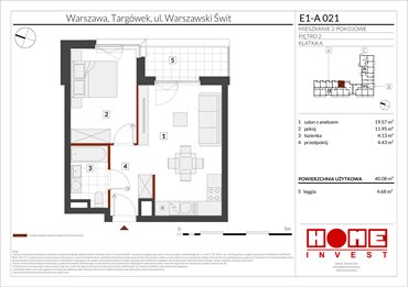rzut mieszkanie na sprzedaż 40m2 mieszkanie Warszawa, Targówek, ul. Warszawski Świt