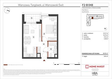 rzut mieszkanie na sprzedaż 41m2 mieszkanie Warszawa, ul. Warszawski Świt