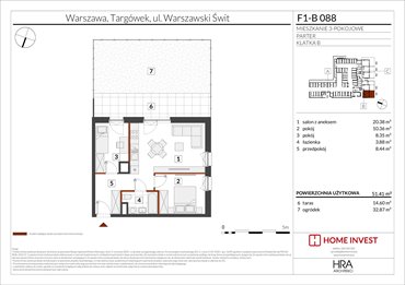 rzut mieszkanie na sprzedaż 51m2 mieszkanie Warszawa, ul. Warszawski Świt