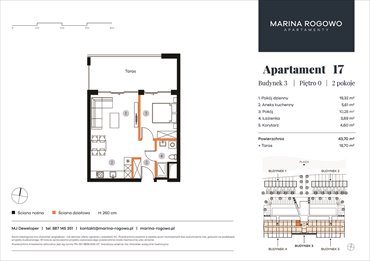 rzut mieszkanie na sprzedaż 44m2 mieszkanie Rogowo, Rogowo 65