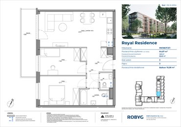 rzut mieszkanie na sprzedaż 65m2 mieszkanie Warszawa, Wilanów, Sarmacka