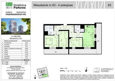 rzut mieszkanie na sprzedaż 68m2 mieszkanie Rzeszów, Paderewskeigo 51