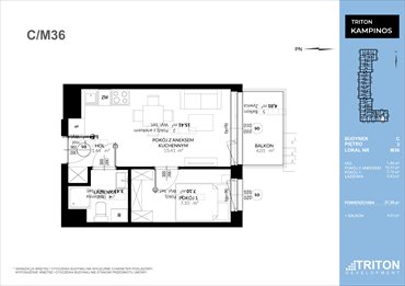 rzut mieszkanie na sprzedaż 27m2 mieszkanie Łomna-Las, Wiśniowa dz. 5/53