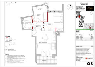 rzut mieszkanie na sprzedaż 58m2 mieszkanie Warszawa, Ursus, ul. Gierdziejewskiego 23