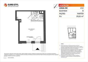 rzut lokal użytkowy na sprzedaż 29m2 lokal użytkowy Gdańsk, ul.Jaskółcza