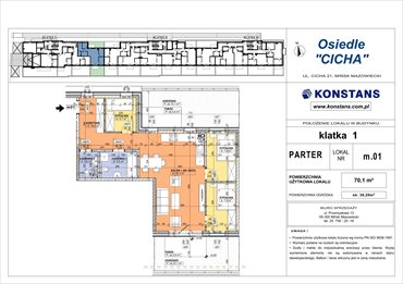 rzut mieszkanie na sprzedaż 70m2 mieszkanie Mińsk Mazowiecki, Cicha 12