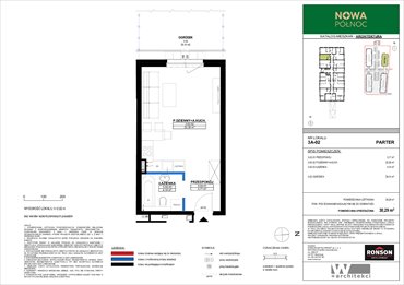rzut mieszkanie na sprzedaż 30m2 mieszkanie Szczecin, Północ, ul. Modelarska 3/16