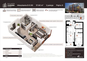 rzut mieszkanie na sprzedaż 37m2 mieszkanie Szczecin, Centrum, al. Wyzwolenia 70 / ul. Staszica 21