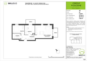 rzut mieszkanie na sprzedaż 56m2 mieszkanie Puck, Pogodna