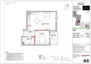 rzut mieszkanie na sprzedaż 45m2 mieszkanie Warszawa, Ursus, ul. Gierdziejewskiego 23