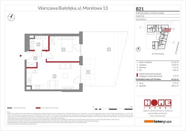 rzut mieszkanie na sprzedaż 45m2 mieszkanie Warszawa, Żerań, ul. Morelowa 13