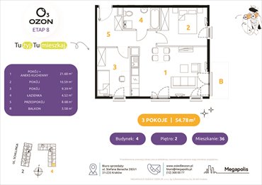 rzut mieszkanie na sprzedaż 55m2 mieszkanie Kraków, Schillinga 2-4