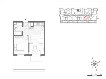 rzut mieszkanie na sprzedaż 37m2 mieszkanie Kraków, Mistrzejowice, os.Piastów 75