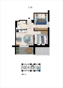 rzut mieszkanie na sprzedaż 38m2 mieszkanie Grzybowo, Nadmorska 98 -106