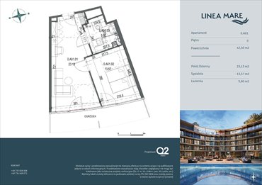 rzut mieszkanie na sprzedaż 43m2 mieszkanie Pobierowo, Karola Borka 6