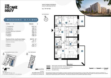 rzut mieszkanie na sprzedaż 65m2 mieszkanie Wrocław, Kleczków, ul. Czochralskiego/ Miłosza