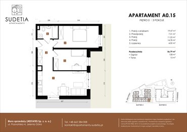 rzut mieszkanie na sprzedaż 57m2 mieszkanie Jelenia Góra, POZNAŃSKA 4