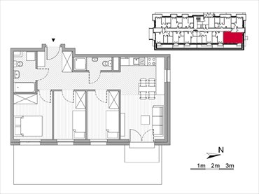 rzut mieszkanie na sprzedaż 58m2 mieszkanie Kraków, Mistrzejowice, Os. Piastów 77